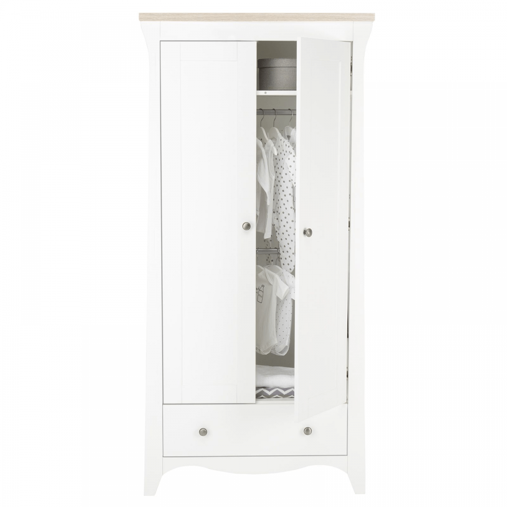 Cuddleco Clara Double Nursery Wardrobe - Satin White / Driftwood Ash