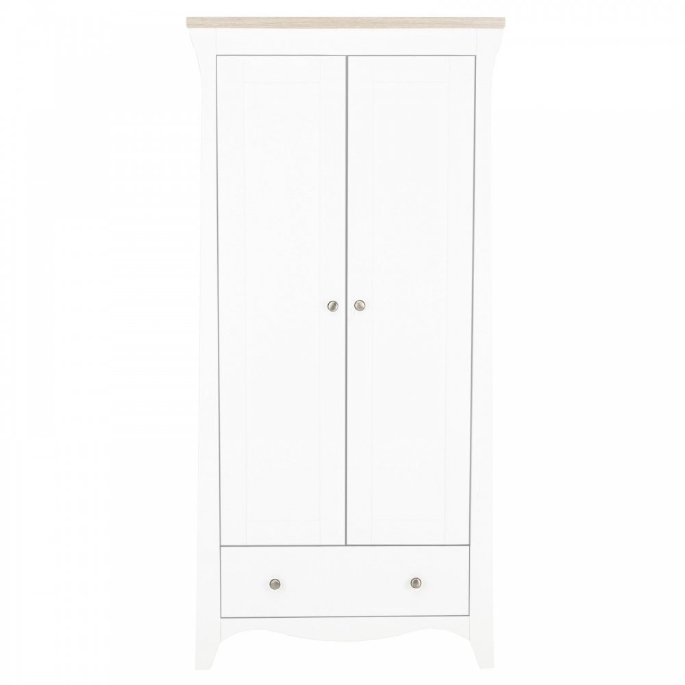 Cuddleco Clara Double Nursery Wardrobe - Satin White / Driftwood Ash