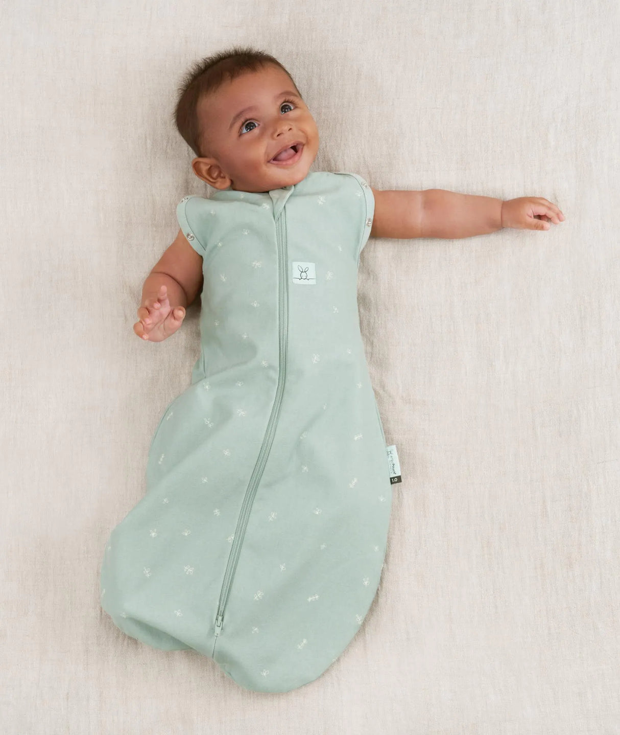 ergoPouch Organic All Year Cocoon Swaddle Sleeping Bag | 1.0 Tog | 0-3 Months - Sage