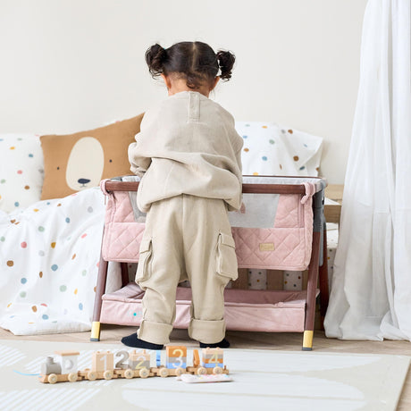 Tutti Bambini CoZee Luxe Mini Me Play Crib - Walnut & Blush