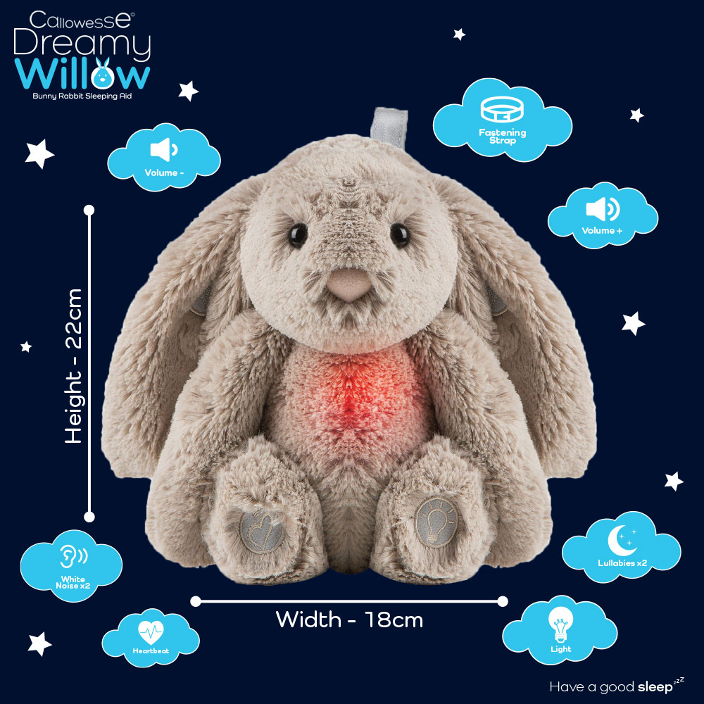 Callowesse Dreamy Willow Bunny Baby Sleep Aid with Smart Cry Sensor and Night Light