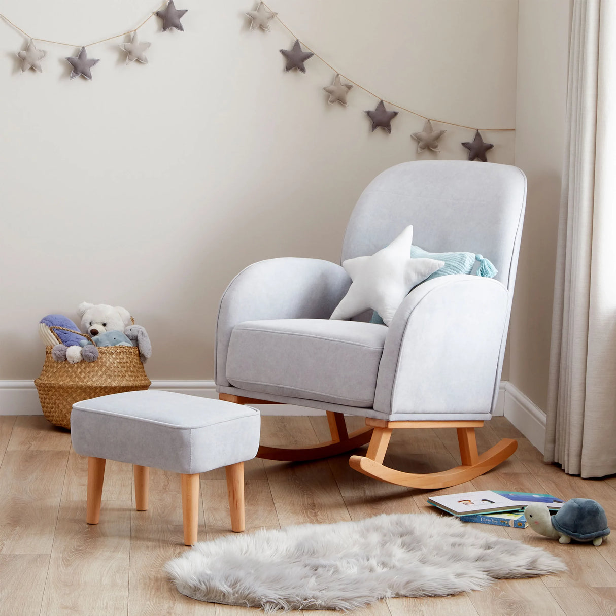 Babymore Freya Nursing Rocking Chair & Foot Stool – Grey