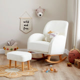 Babymore Freya Nursing Rocking Chair & Foot Stool – Off White Bouclé