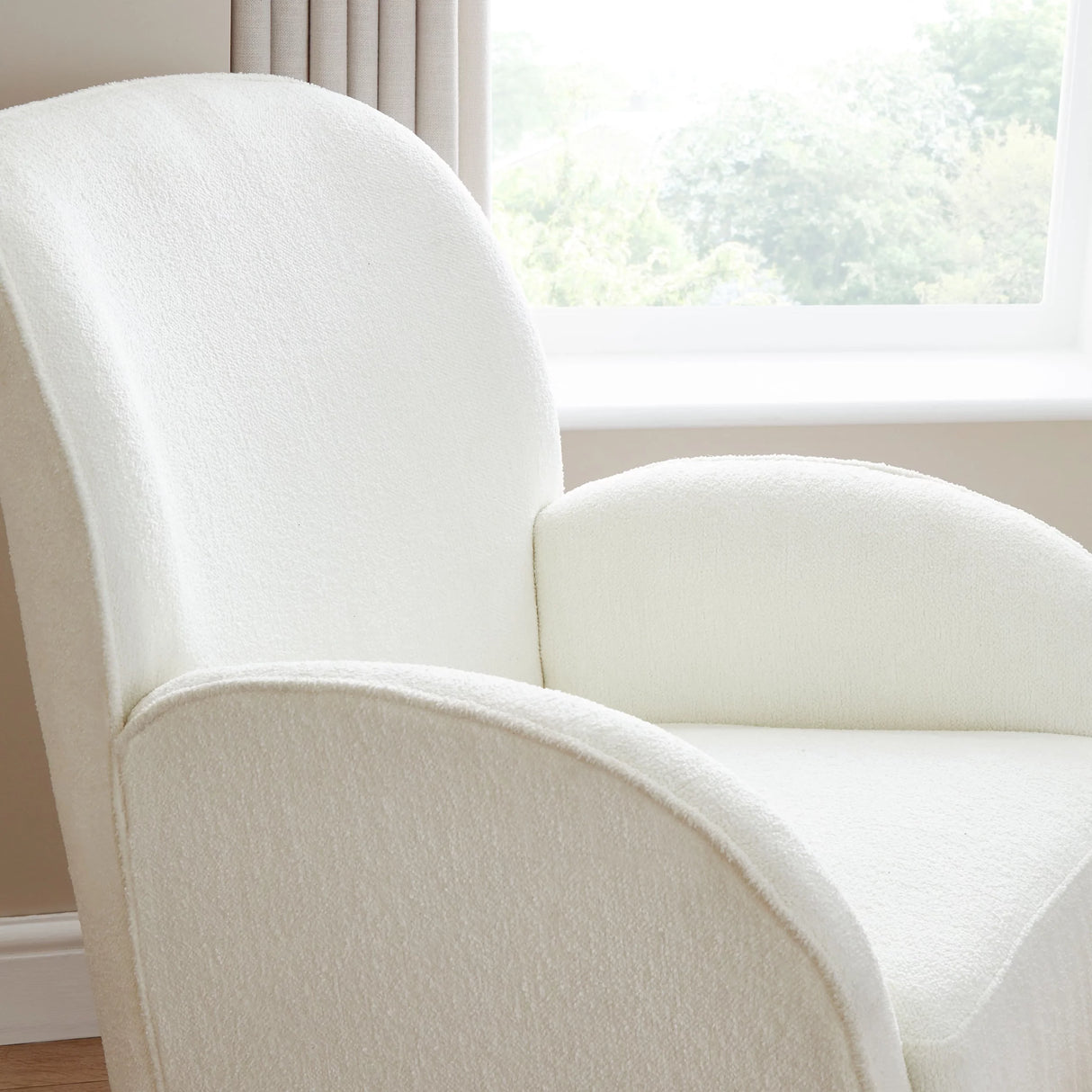 Babymore Freya Nursing Rocking Chair & Foot Stool – Off White Bouclé