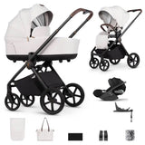 Venicci Claro Travel System Bundle with Accessories, Cybex Cloud T & ISOFIX Base - Vanilla