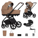 Venicci Claro Travel System Bundle with Accessories, Cybex Cloud T & ISOFIX Base - Caramel