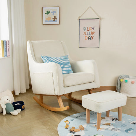 Babymore Ida Nursing Chair with Foot Stool - Boucle