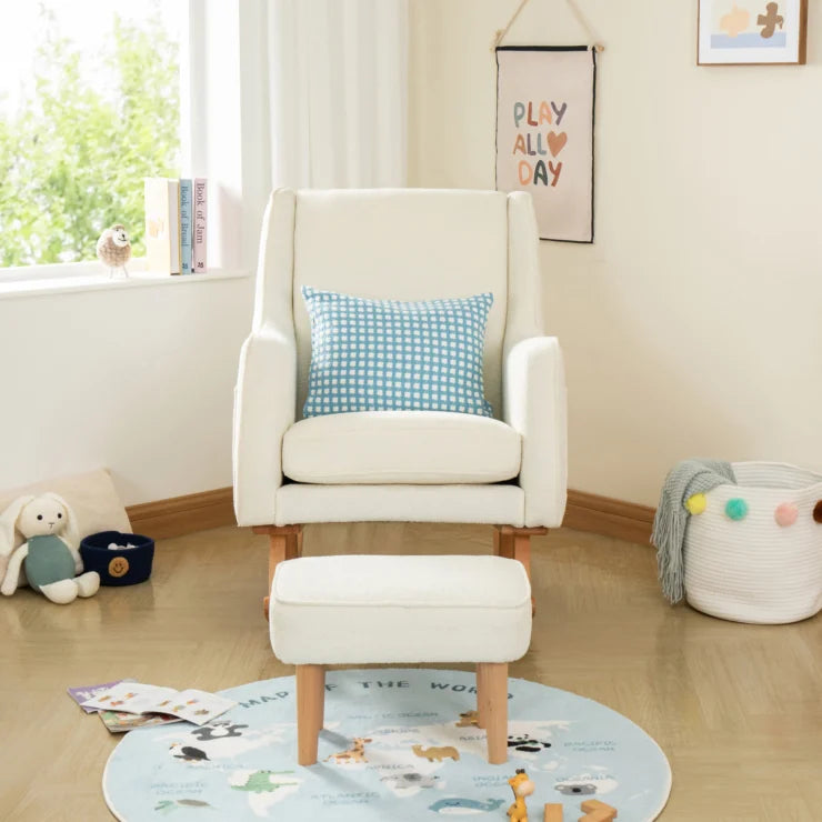 Babymore Ida Nursing Chair with Foot Stool - Boucle