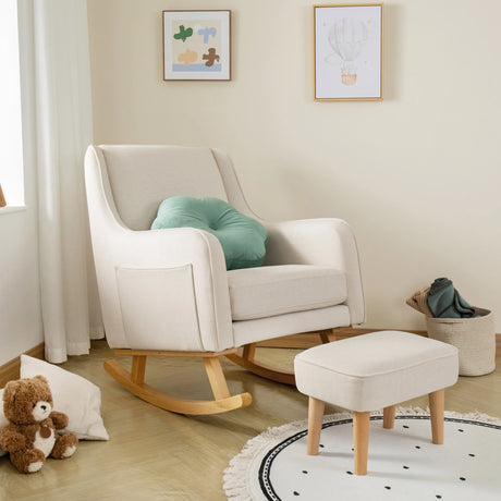 Babymore Ida Nursing Chair with Foot Stool - Ivory