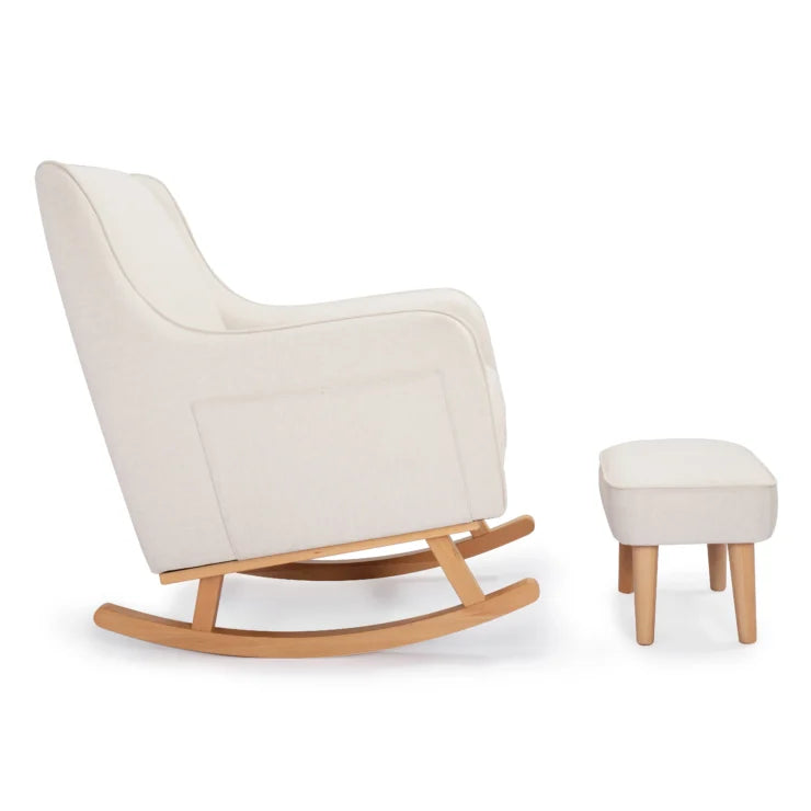 Babymore Ida Nursing Chair with Foot Stool - Ivory