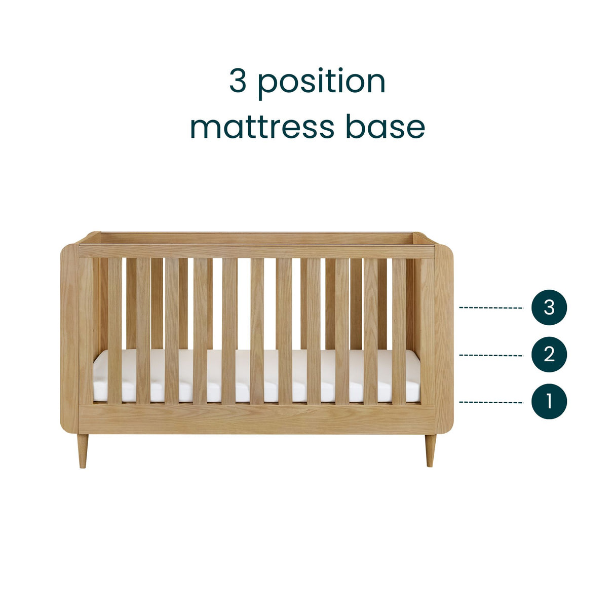 Tutti Bambini Japandi 3 Piece Nursery Furniture Set with Cot Bed, Dresser and Wardrobe - Light Oak