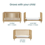 Tutti Bambini Japandi 3 Piece Nursery Furniture Set with Cot Bed, Dresser and Wardrobe - Light Oak