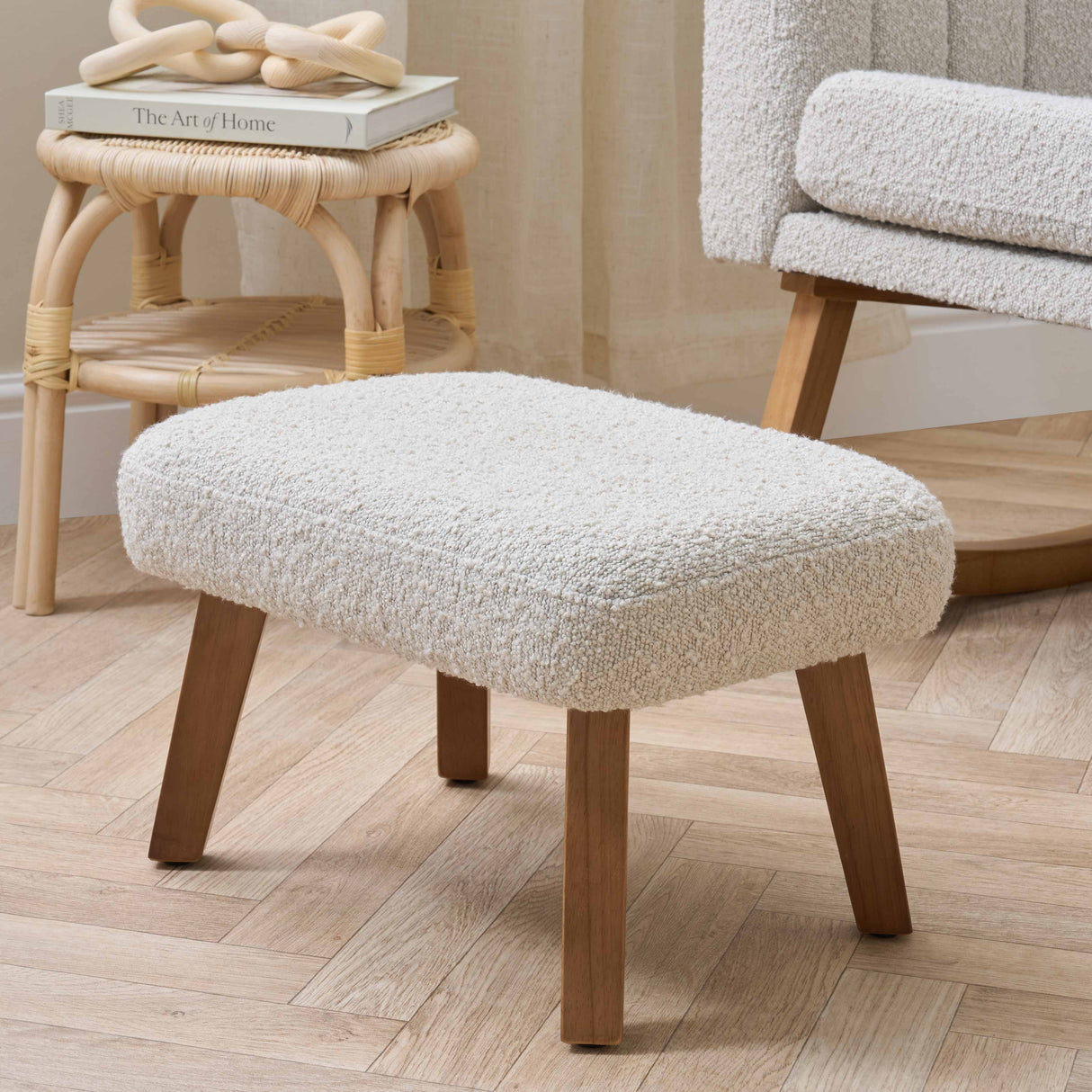 Tutti Bambini Jonah Luxe Rocking Chair and Foot Stool - Boucle Mushroom