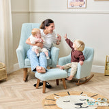 Tutti Bambini Jonah Luxe Rocking Chair and Foot Stool - Boucle Ocean Stone