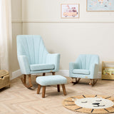 Tutti Bambini Jonah Luxe Rocking Chair and Foot Stool - Boucle Ocean Stone