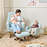 Tutti Bambini Jonah Luxe Rocking Chair and Foot Stool - Boucle Ocean Stone