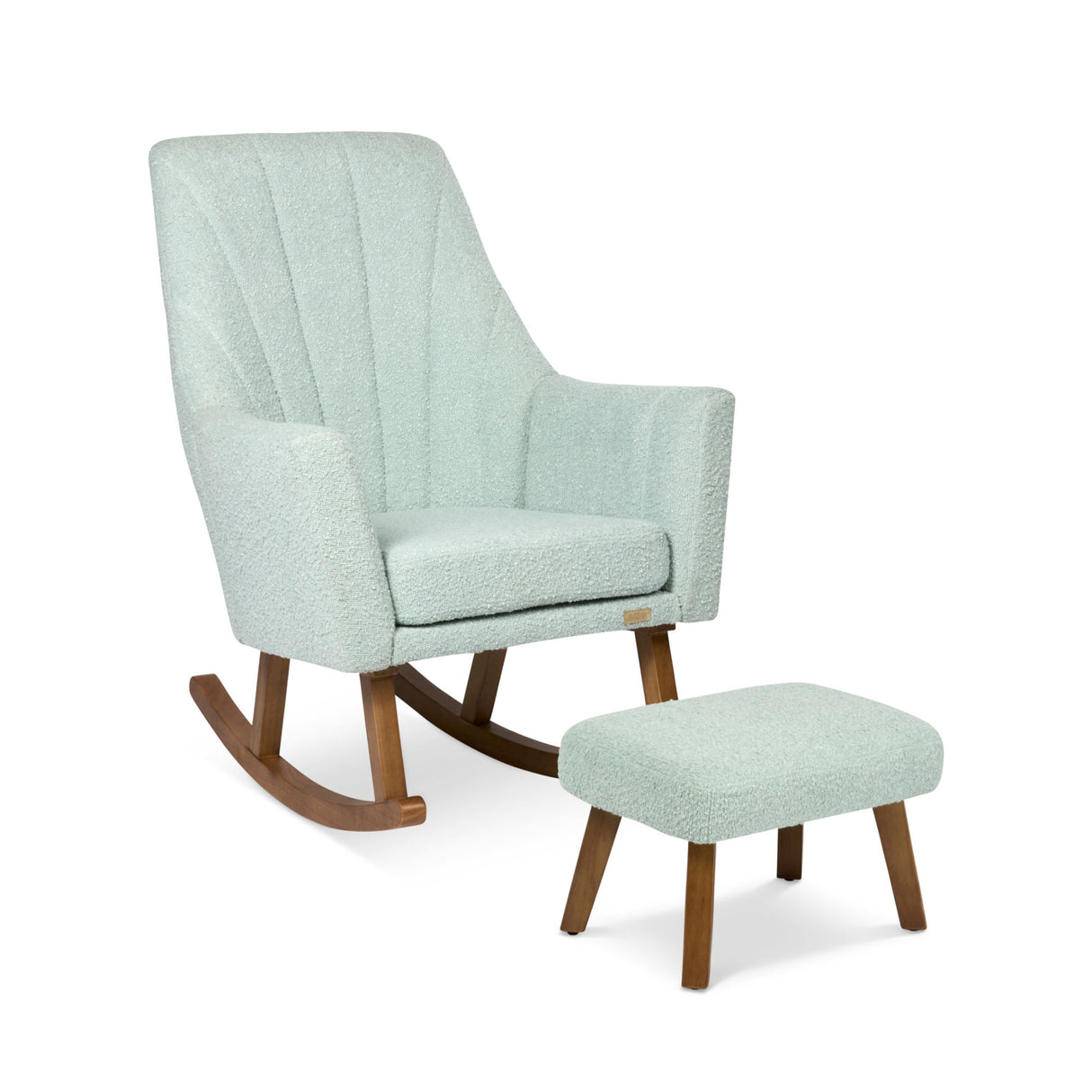 Tutti Bambini Jonah Luxe Rocking Chair and Foot Stool - Boucle Ocean Stone