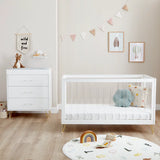 Babymore Kimi XL 2 Piece Nursery Furniture Set with Cot Bed & Dresser - Acrylic