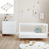 Babymore Kimi XL 2 Piece Nursery Furniture Set with Cot Bed & Dresser - Acrylic