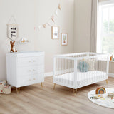 Babymore Kimi XL 2 Piece Nursery Furniture Set with Cot Bed & Dresser - Acrylic