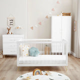 Babymore Kimi XL 3 Piece Nursery Furniture Set with Cot Bed, Dresser & Wardrobe - Acrylic