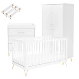 Babymore Kimi XL 3 Piece Nursery Furniture Set with Cot Bed, Dresser & Wardrobe - Acrylic