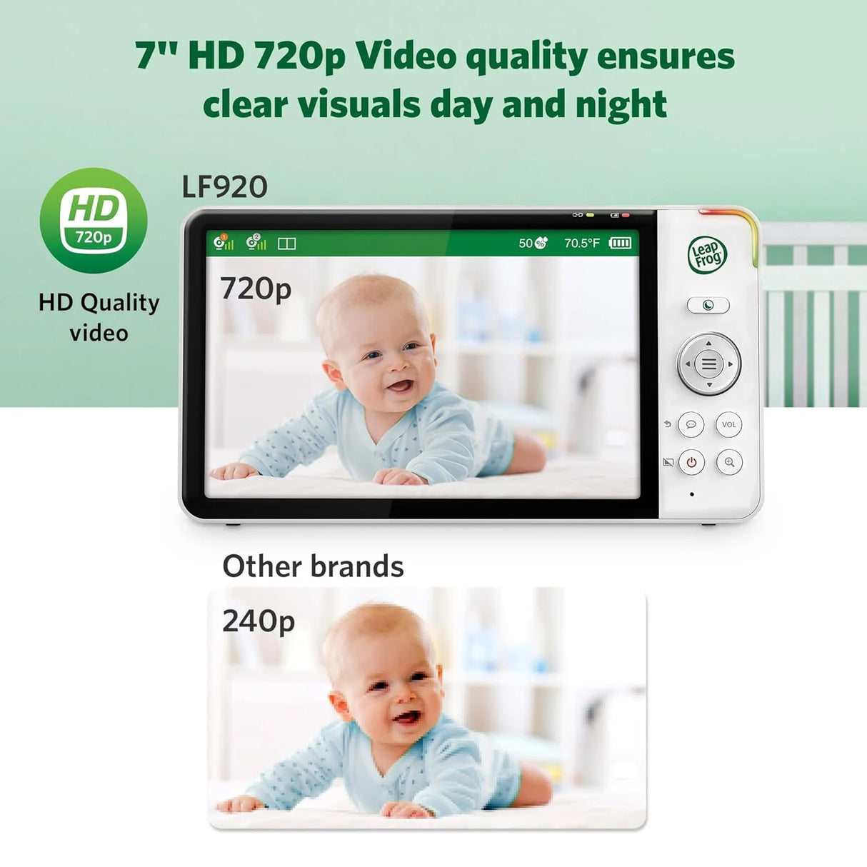 LeapFrog LF920HD 7″ Video Baby Monitor with Colour Night Vision