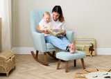 Tutti Bambini Jonah Luxe Rocking Chair and Foot Stool - Boucle Ocean Stone