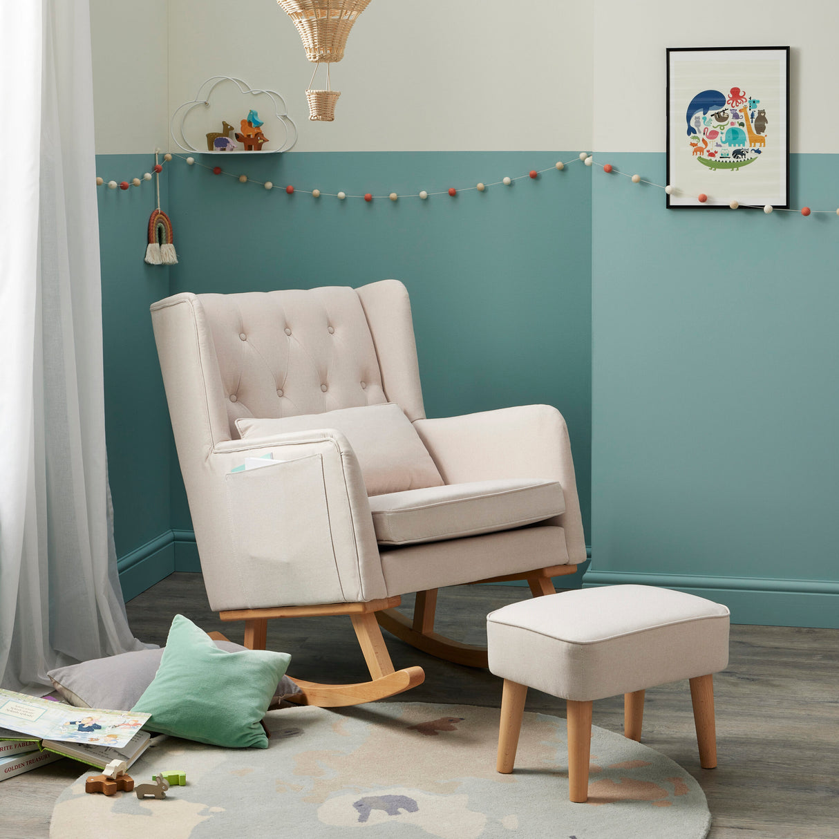 Babymore Lux Nursing Rocking Chair & Foot Stool – Cream