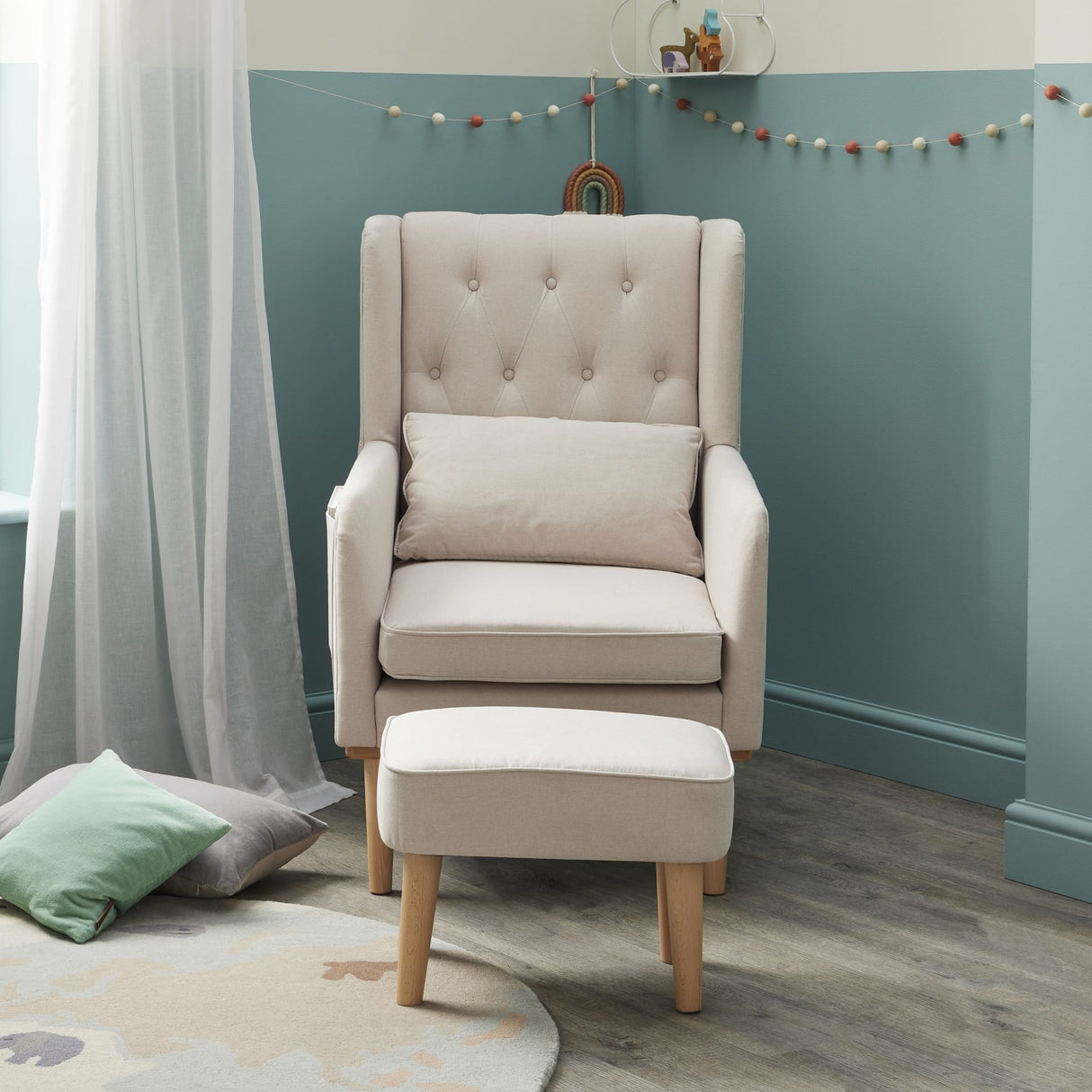 Babymore Lux Nursing Rocking Chair & Foot Stool – Cream