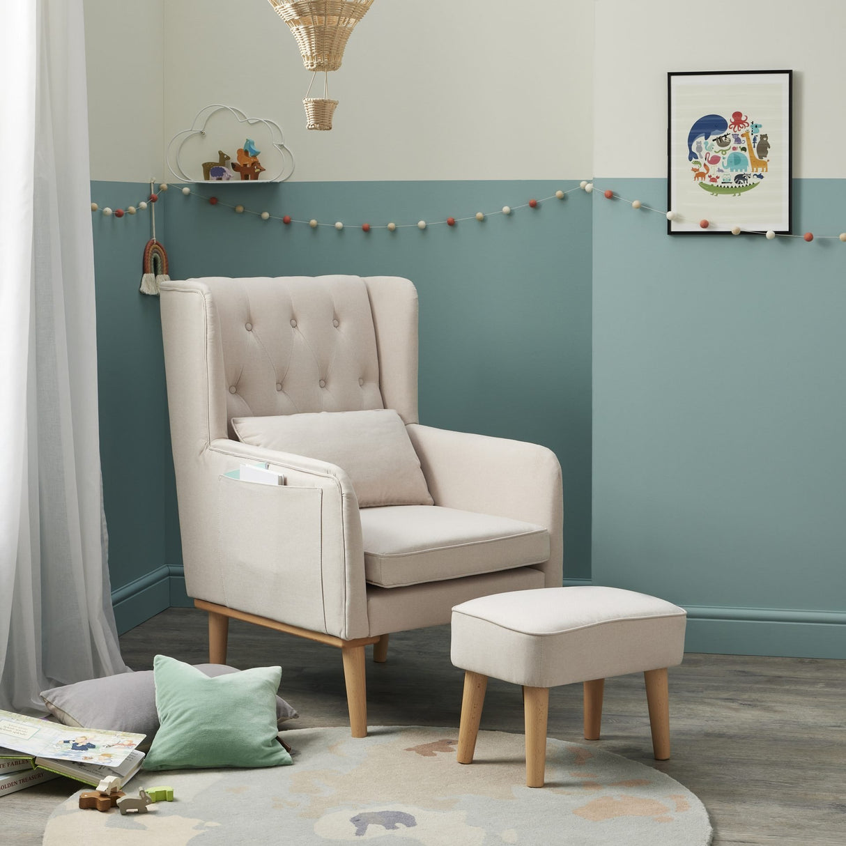 Babymore Lux Nursing Rocking Chair & Foot Stool – Cream