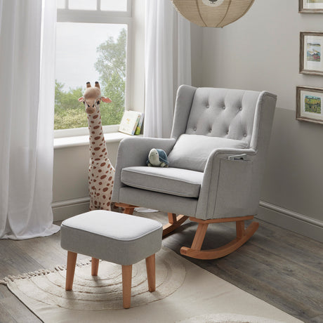 Babymore Lux Nursing Rocking Chair & Foot Stool – Grey