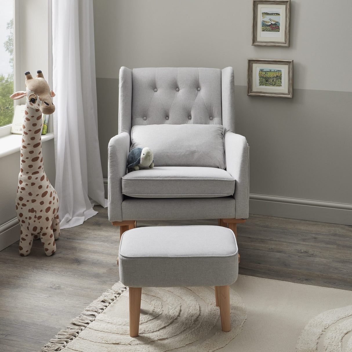 Babymore Lux Nursing Rocking Chair & Foot Stool – Grey