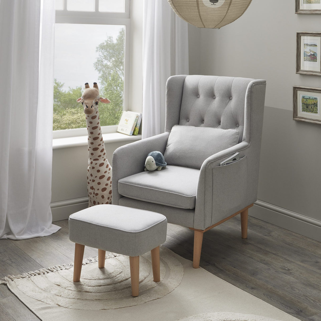 Babymore Lux Nursing Rocking Chair & Foot Stool – Grey