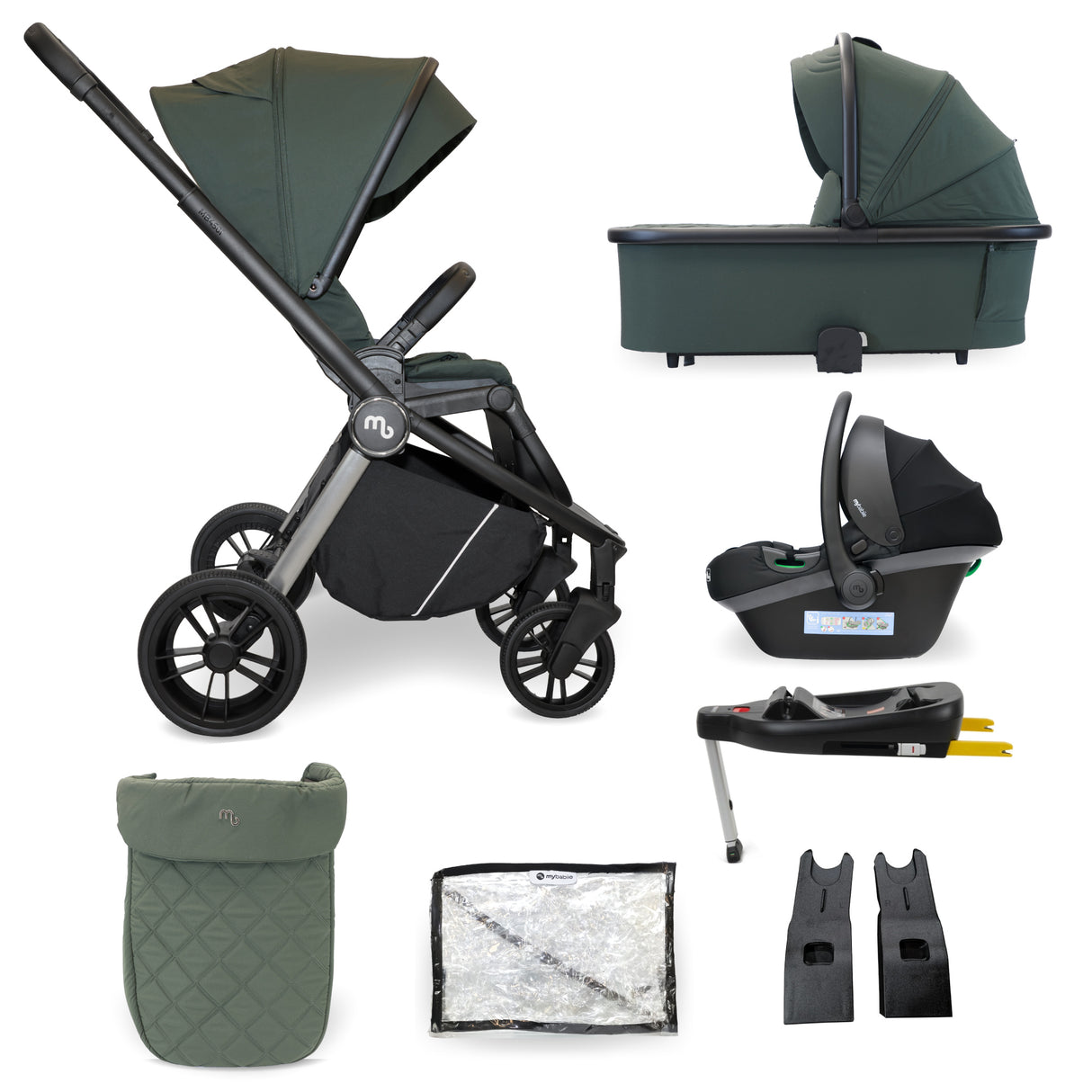 My Babiie 450i Travel System with Infant Carrier - Forest Green