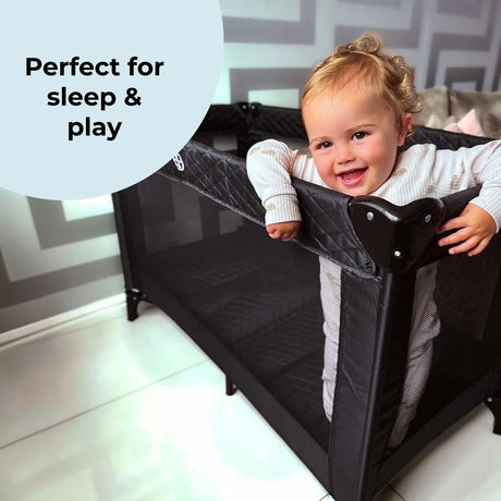 My Babiie Quilted Travel Cot - Black