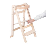 MamaToyz Folding Learning Tower - Natural Beech Wood Montessori Child Safety Platform V2