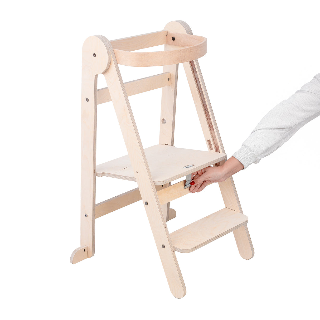 MamaToyz Folding Learning Tower - Natural Beech Wood Montessori Child Safety Platform V2