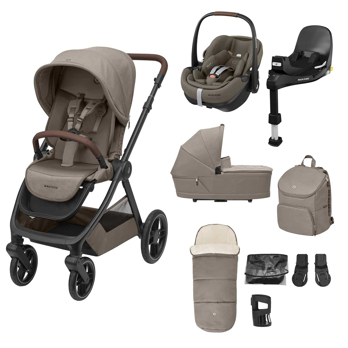 Maxi Cosi Oxford Premium Travel System Bundle with Pebble Pro & ISOFIX Base - Twillic Truffle