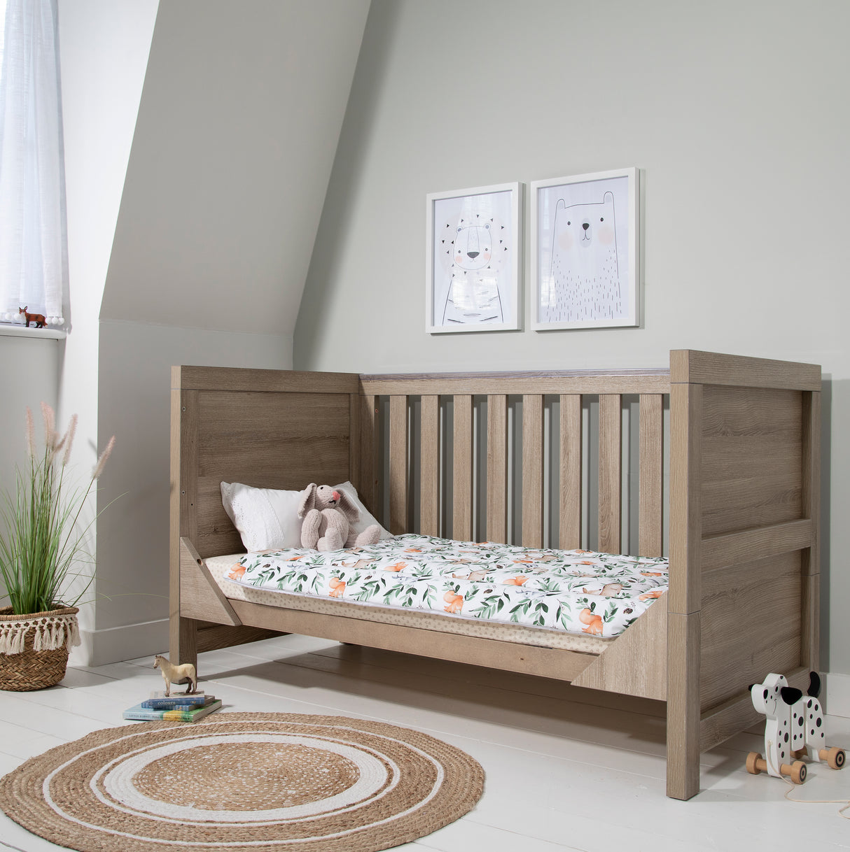 Tutti Bambini Modena 2 Piece Nursery Furniture Set with Cot Bed & Dresser - Oak