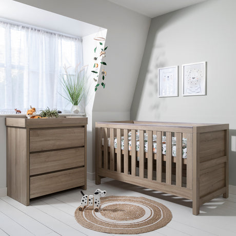 Tutti Bambini Modena 2 Piece Nursery Furniture Set with Cot Bed & Dresser - Oak