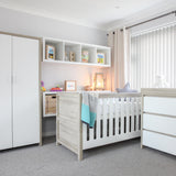 Tutti Bambini Modena 3 Piece Nursery Furniture Set with Cot Bed, Dresser & Wardrobe - White & Oak