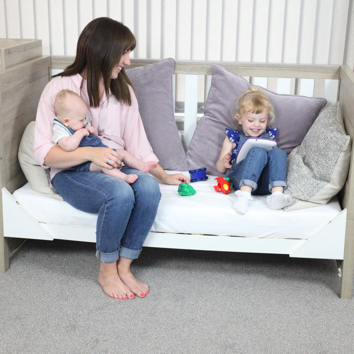 Tutti Bambini Modena 3 Piece Nursery Furniture Set with Cot Bed, Dresser & Wardrobe - White & Oak