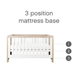 Tutti Bambini Modena 3 Piece Nursery Furniture Set with Cot Bed, Dresser & Wardrobe - White & Oak