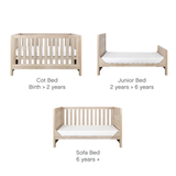 Tutti Bambini Modena 3 Piece Nursery Furniture Set with Cot Bed, Dresser & Wardrobe - Oak