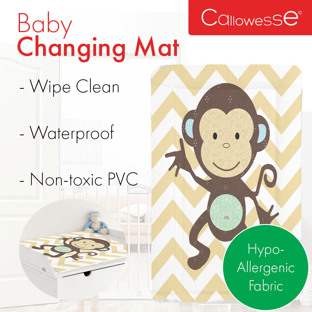 Callowesse Soft Foam Baby Changing Mat - Monkey Chevron