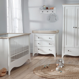 Cuddleco Clara Double Nursery Wardrobe - Satin White / Driftwood Ash