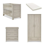 Obaby Nika Mini 3 Piece Nursery Furniture Set with Cot Bed, Dresser & Wardrobe – Grey Wash