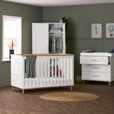 Obaby Orla 3 Piece Nursery Furniture Set with Cot Bed, Dresser and Wardrobe - White & Oak