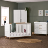 Obaby Orla 3 Piece Nursery Furniture Set with Cot Bed, Dresser and Wardrobe - White & Oak